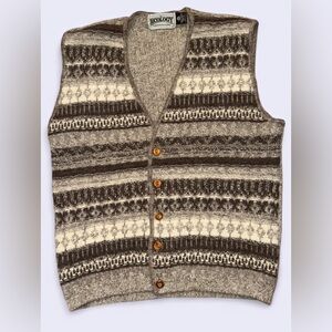 Women's Knit Vest in Brown and Cream
